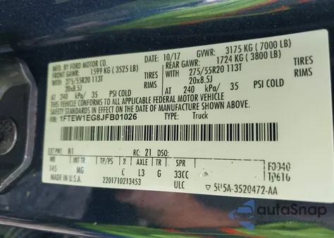 2018 Ford F-150 Xlt from USA, damaged, VIN 1FTEW1EG8JFB01026